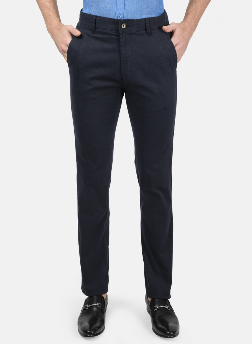 Men NAvy Blue Plain Trousers