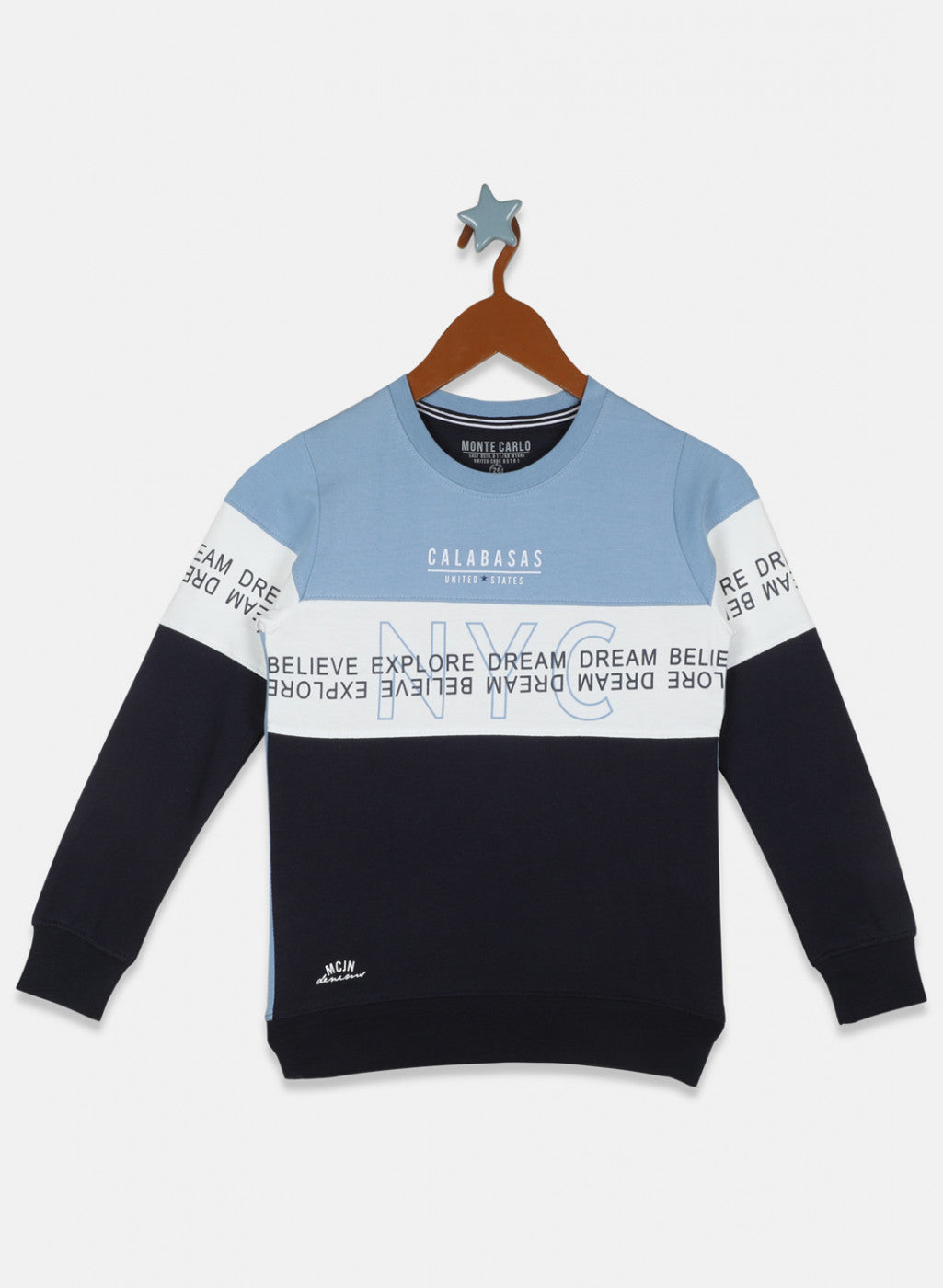 Boys Blue Printed Sweatshirt