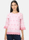 Womens Pink Embroidered Top