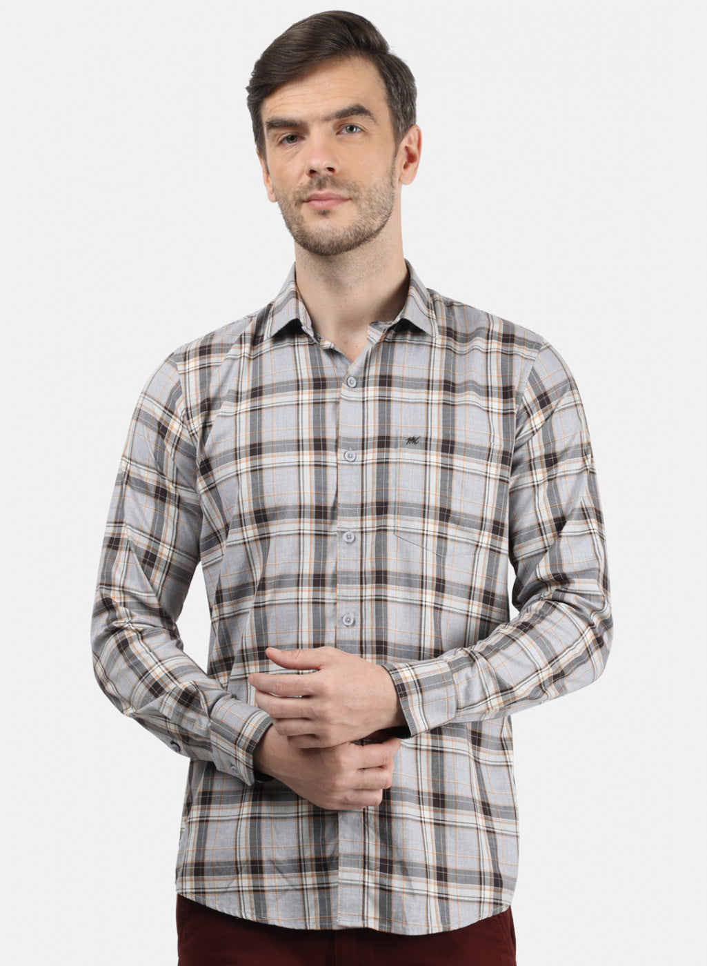 Men Grey Check Shirt