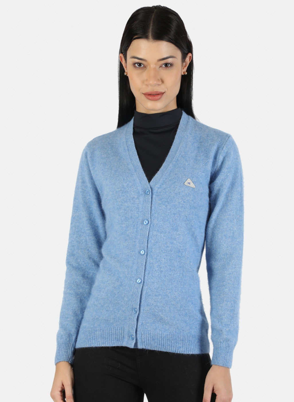 Women Blue Solid Cardigan