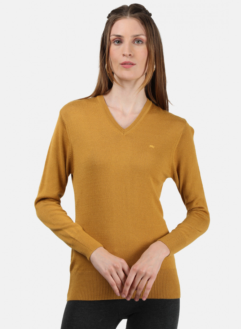 Women Yellow V Neck Top