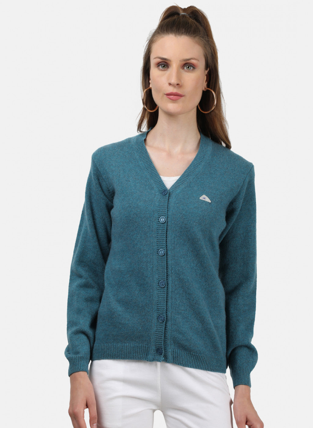 Women Blue Solid Cardigan