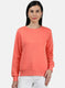 Women Peach Plain Sweatshirt