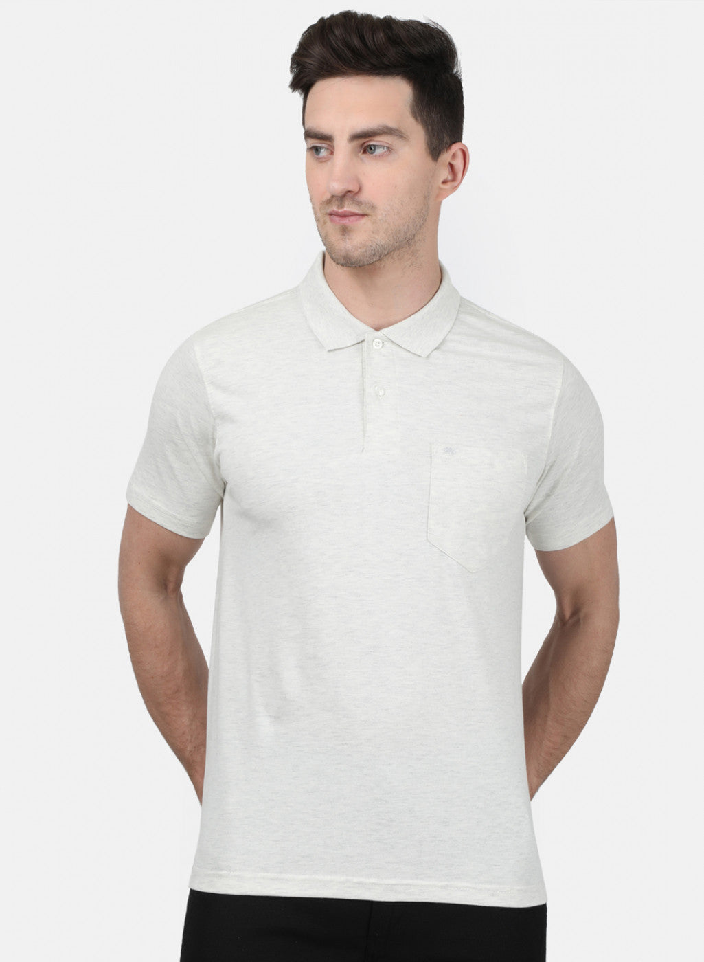 Mens Cream Plain T-Shirt