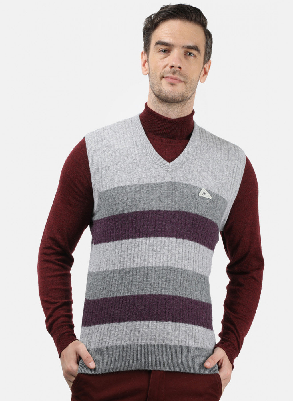 Men Grey Solid Sweater