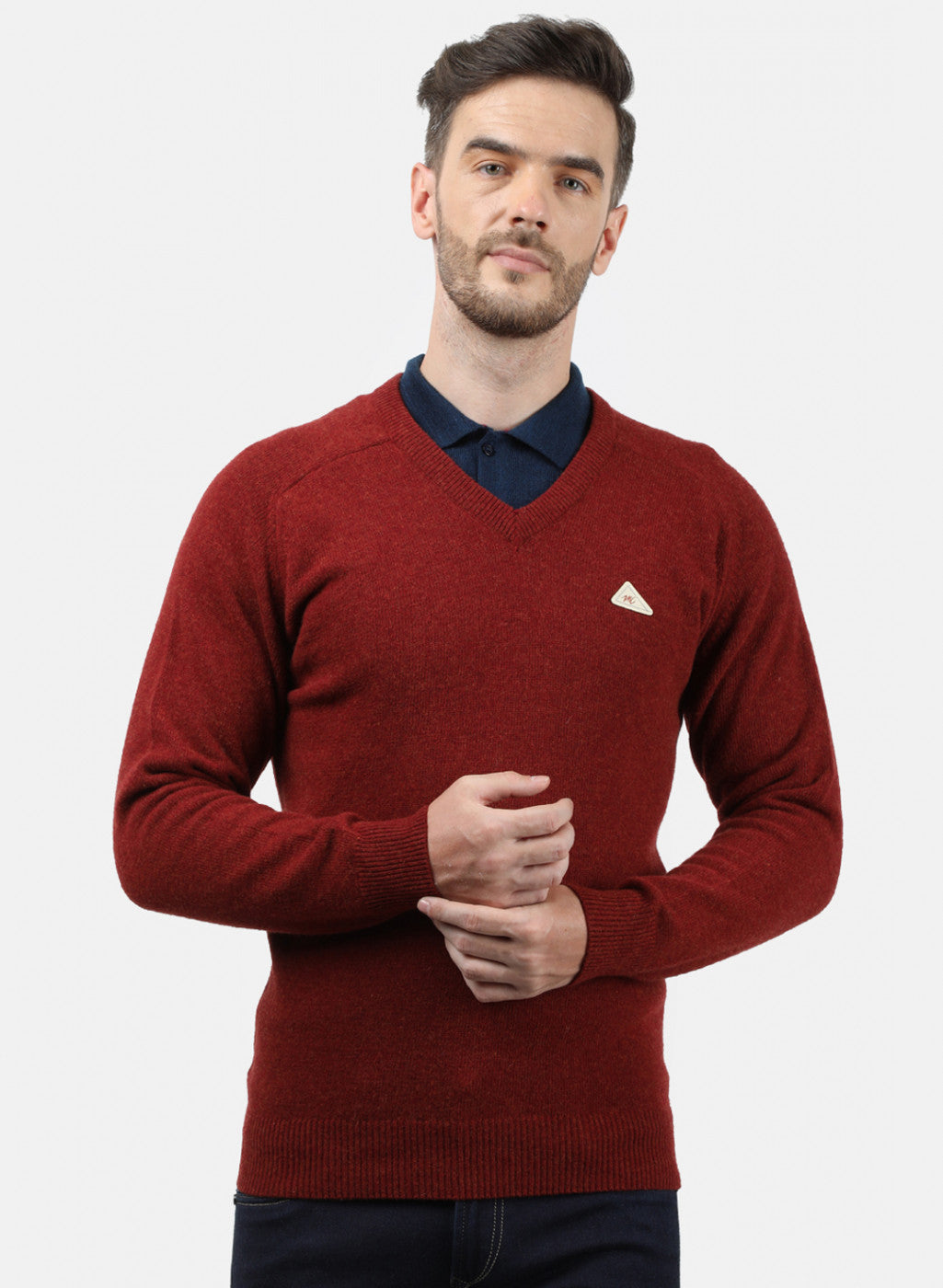 Men Maroon Solid Pullover