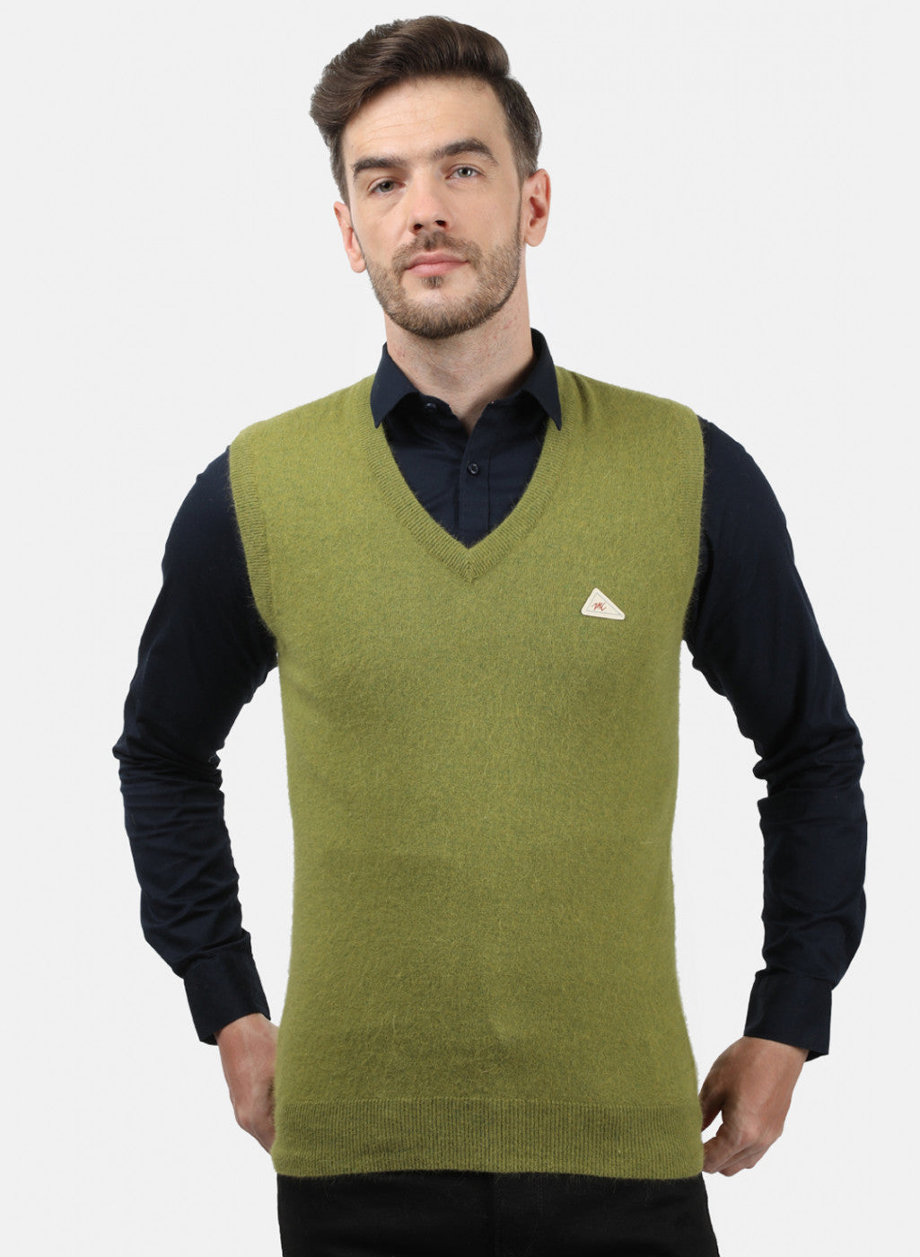 Men Olive Solid Sweater