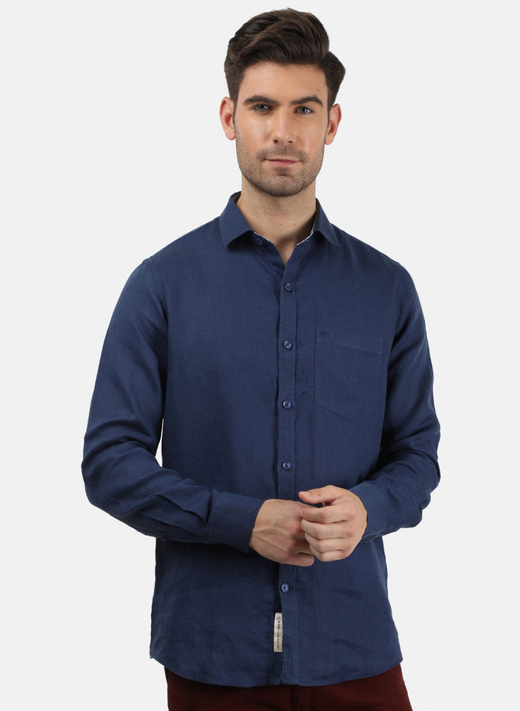 Men NAvy Blue Solid Shirt