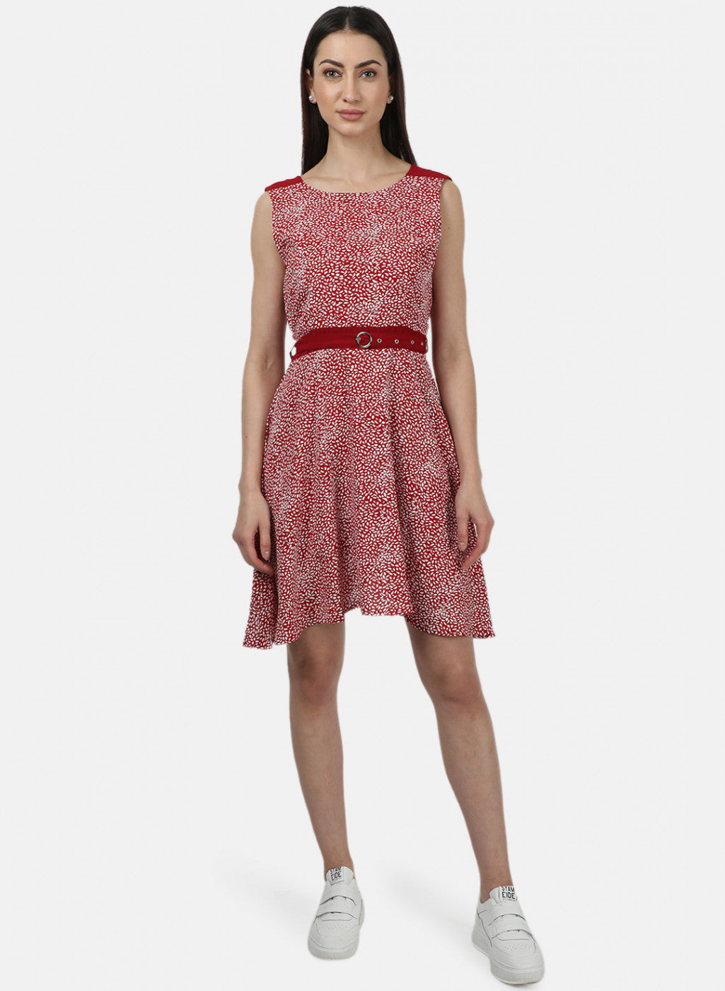 Womens Red Printed Dress