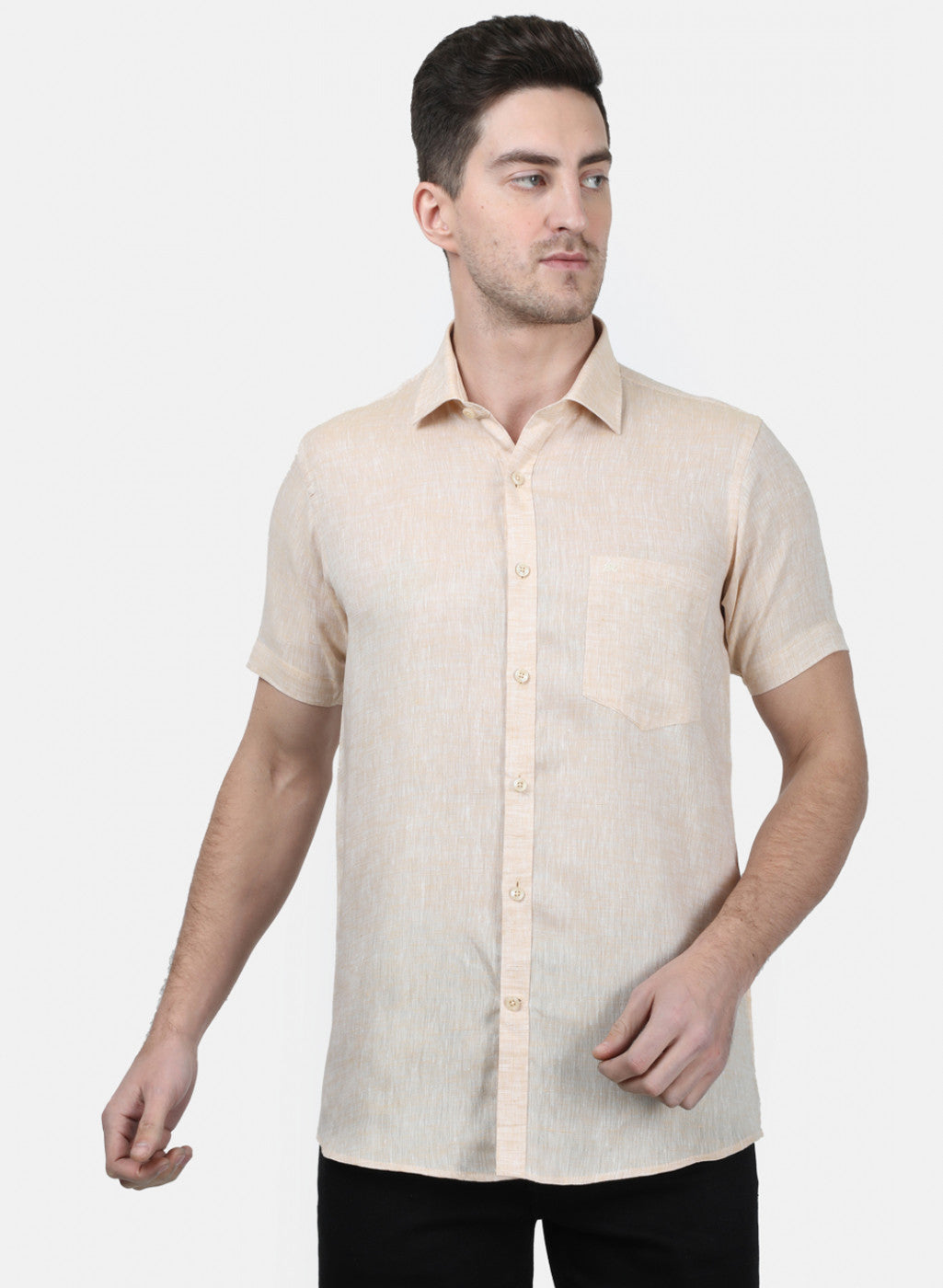 Mens Beige Solid Shirts