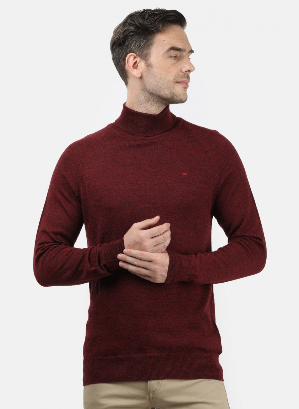 Men Maroon Solid Pullover