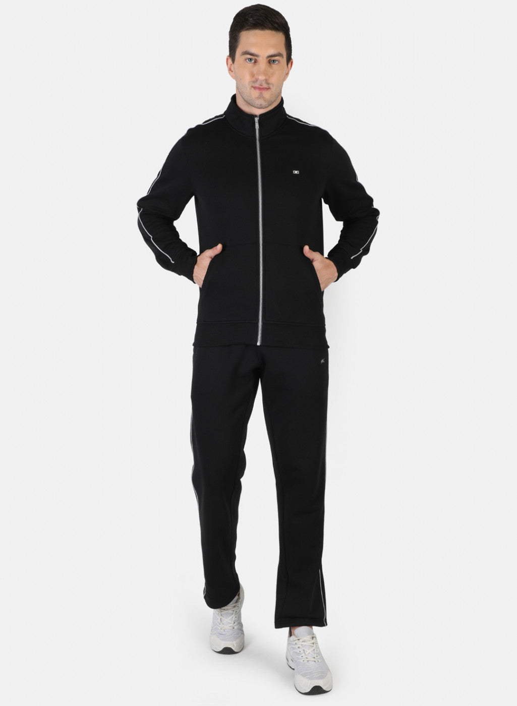 Men Black Plain Tracksuit