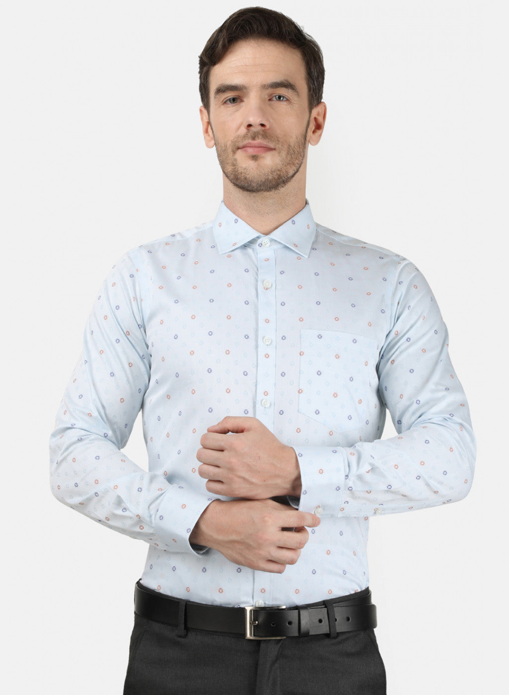 Mens Sky Blue Self Shirt