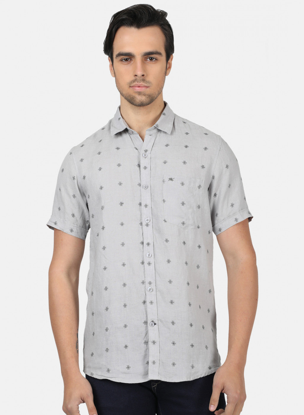 Men Grey Printed Shirts