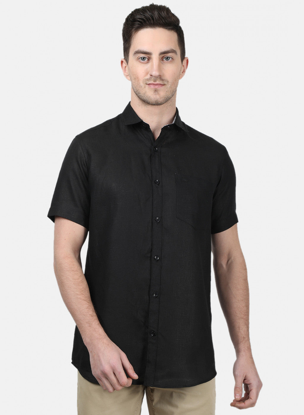 Mens Black Solid Shirts