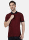 Mens Maroon Stripe Collar T-Shirts