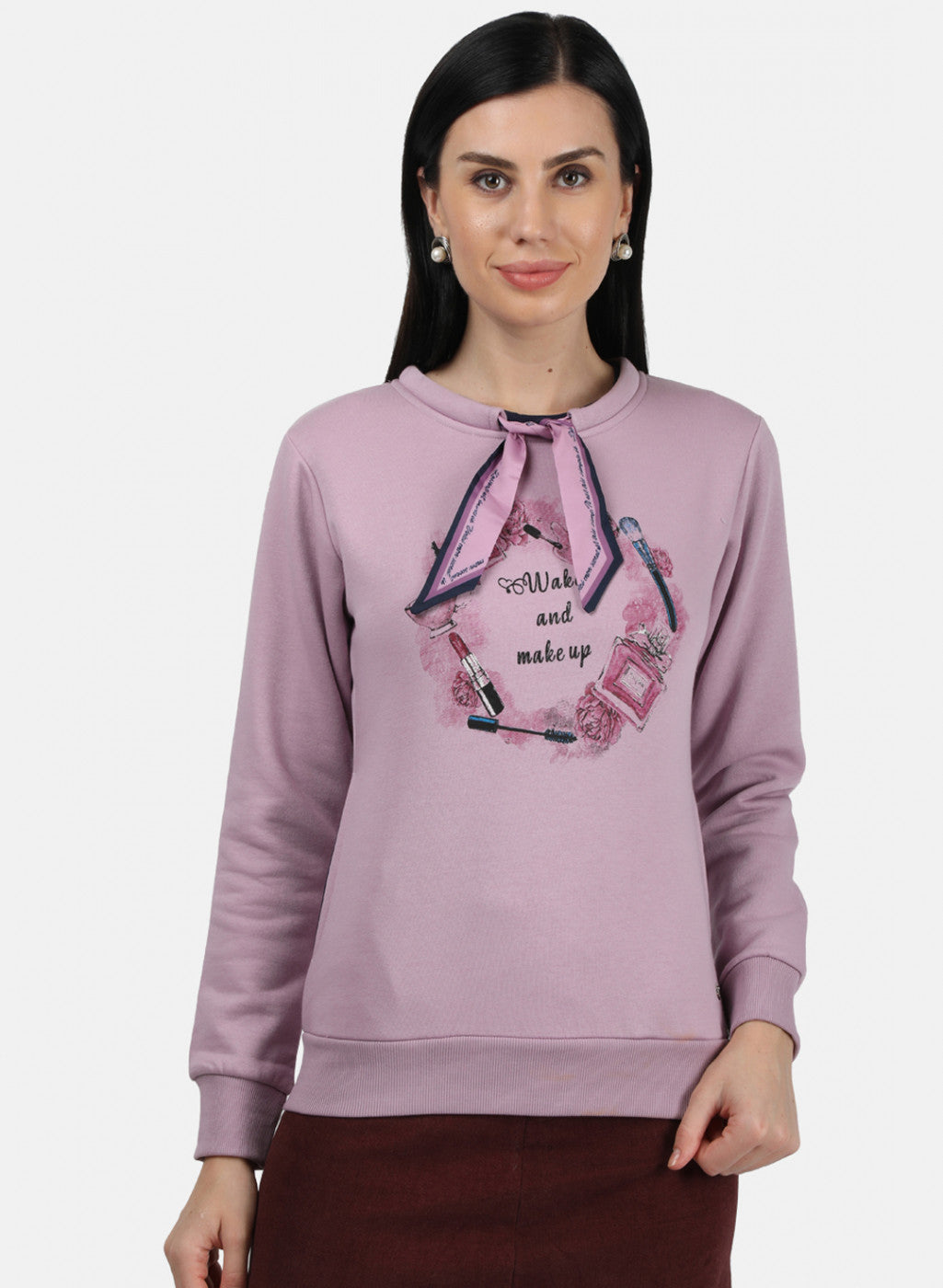 Women Purple Printed Sweatshirt