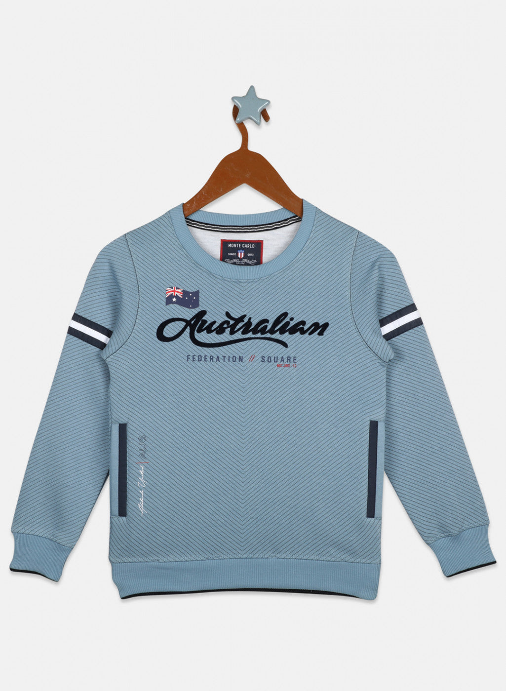 Boys Blue Printed Sweatshirt