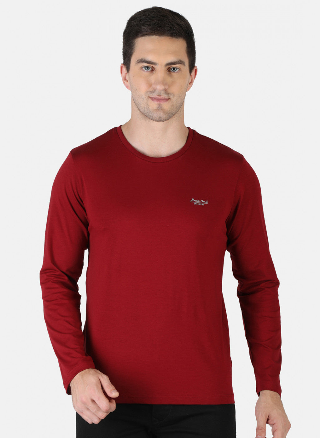 Men Maroon Plain T-Shirt