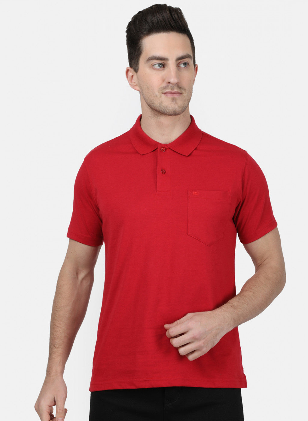 Mens Red Plain T-Shirt