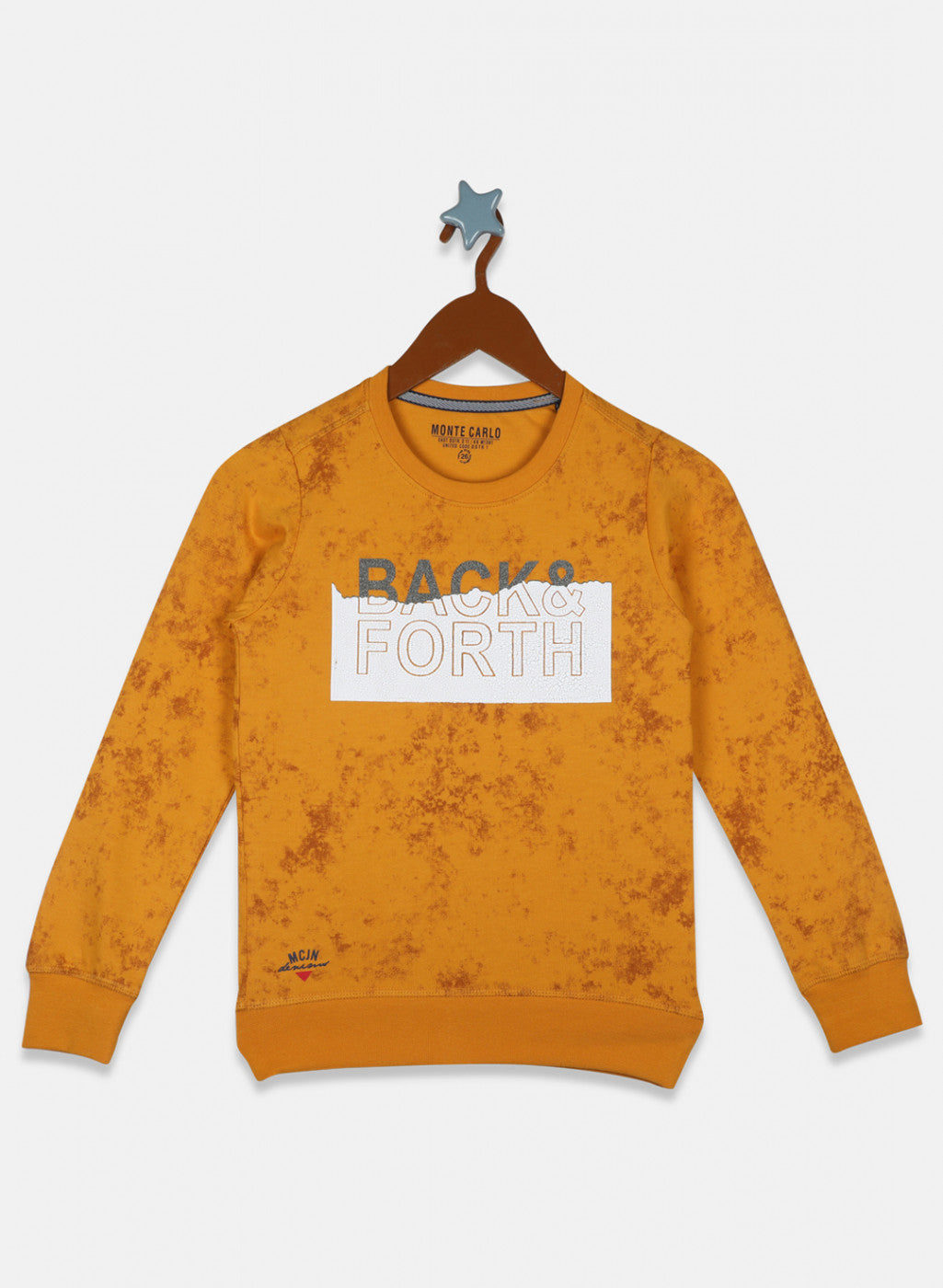 Boys Mustard Printed Sweatshirt