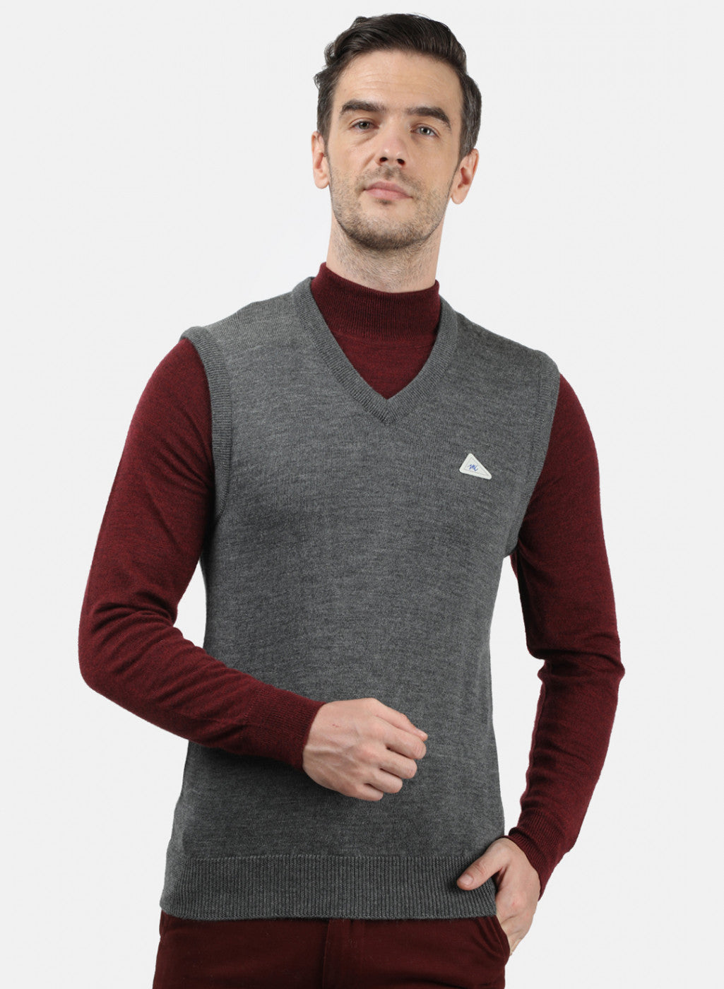 Men Grey Solid Sweater