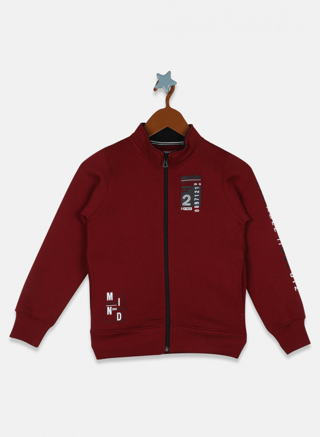 Boys Maroon Printed Sweatshirt