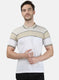 Mens Beige Stripe Collar T-Shirts