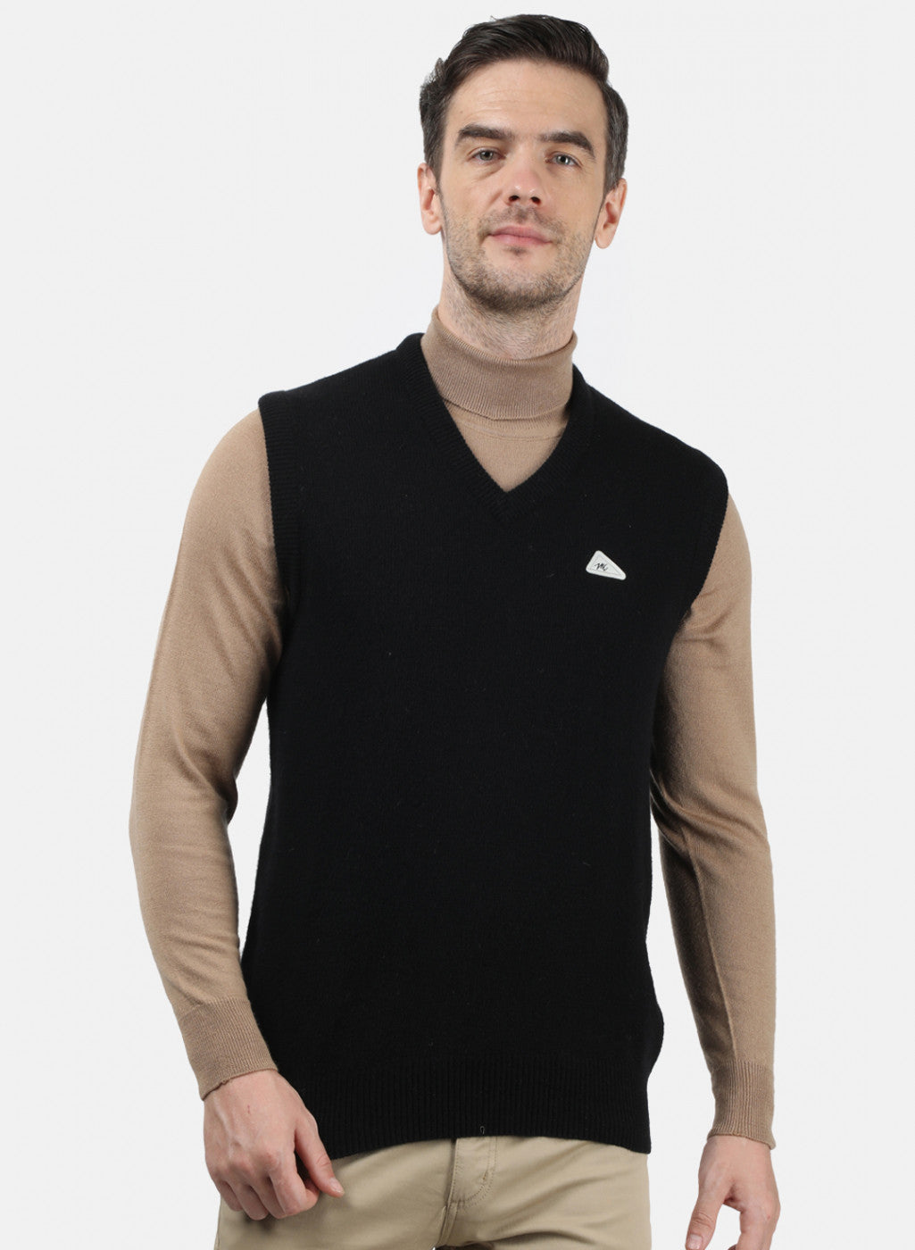 Men Black Solid Sweater