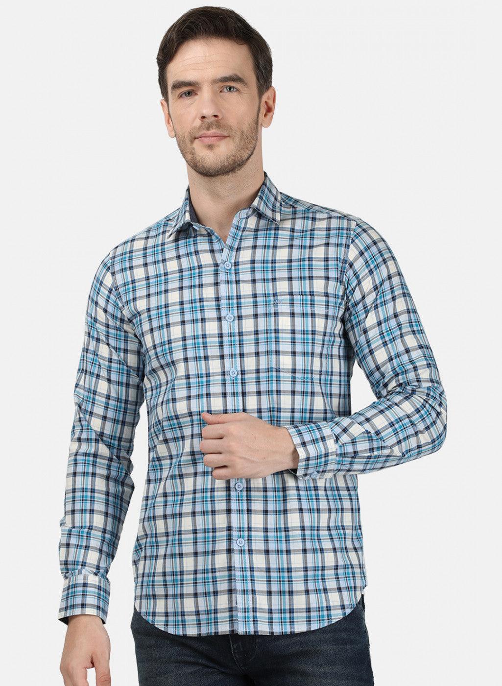 Mens Blue Check Shirt