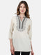 Womens Beige Embroidered Top