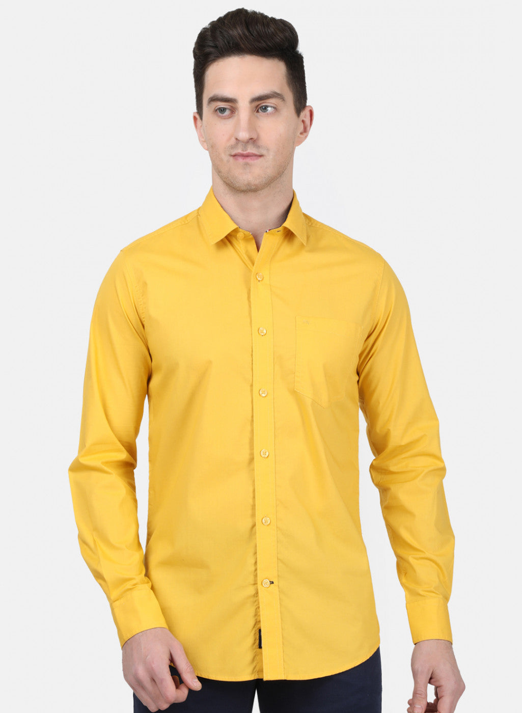 Mens Mustard Solid Shirt