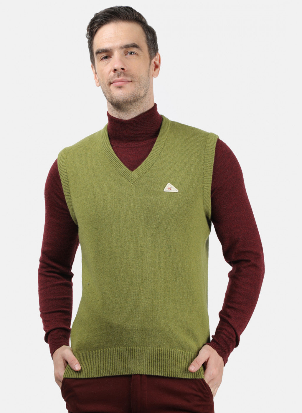 Men Green Solid Sweater