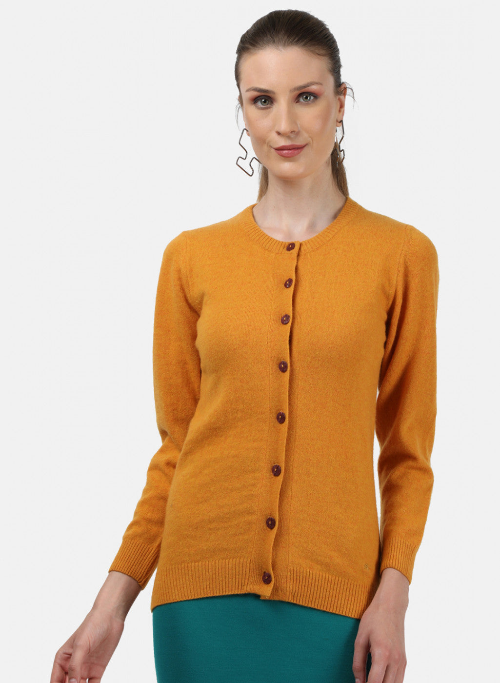 Women Yellow Solid Cardigan