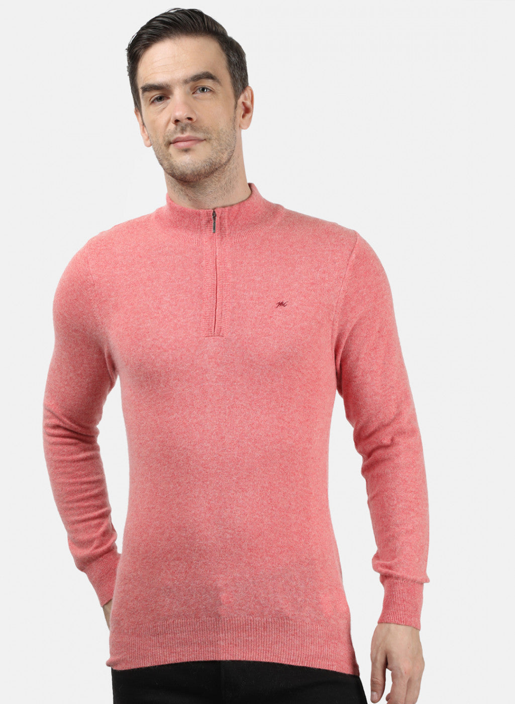 Men Light Red Solid Pullover