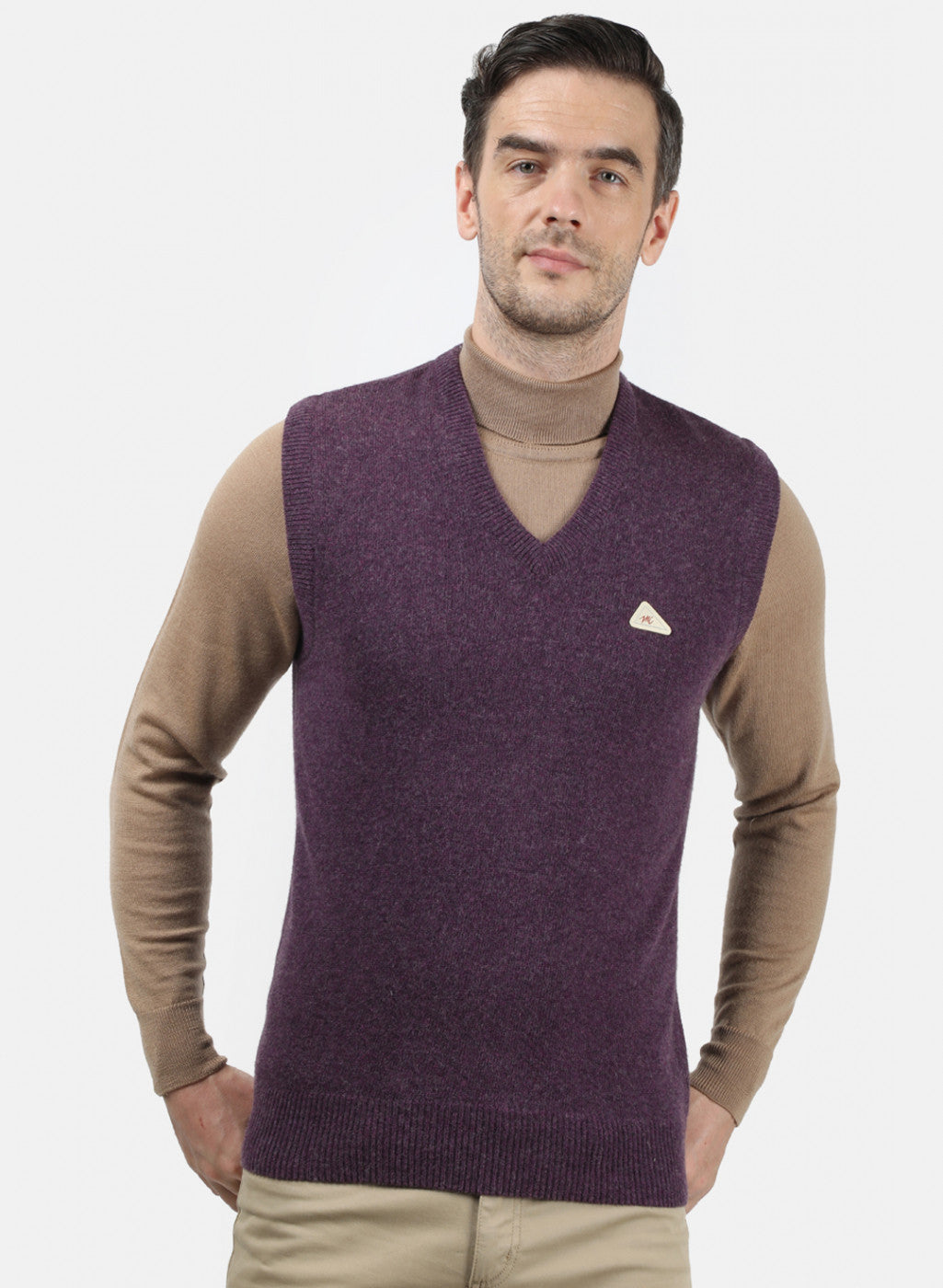 Men Purple Solid Sweater