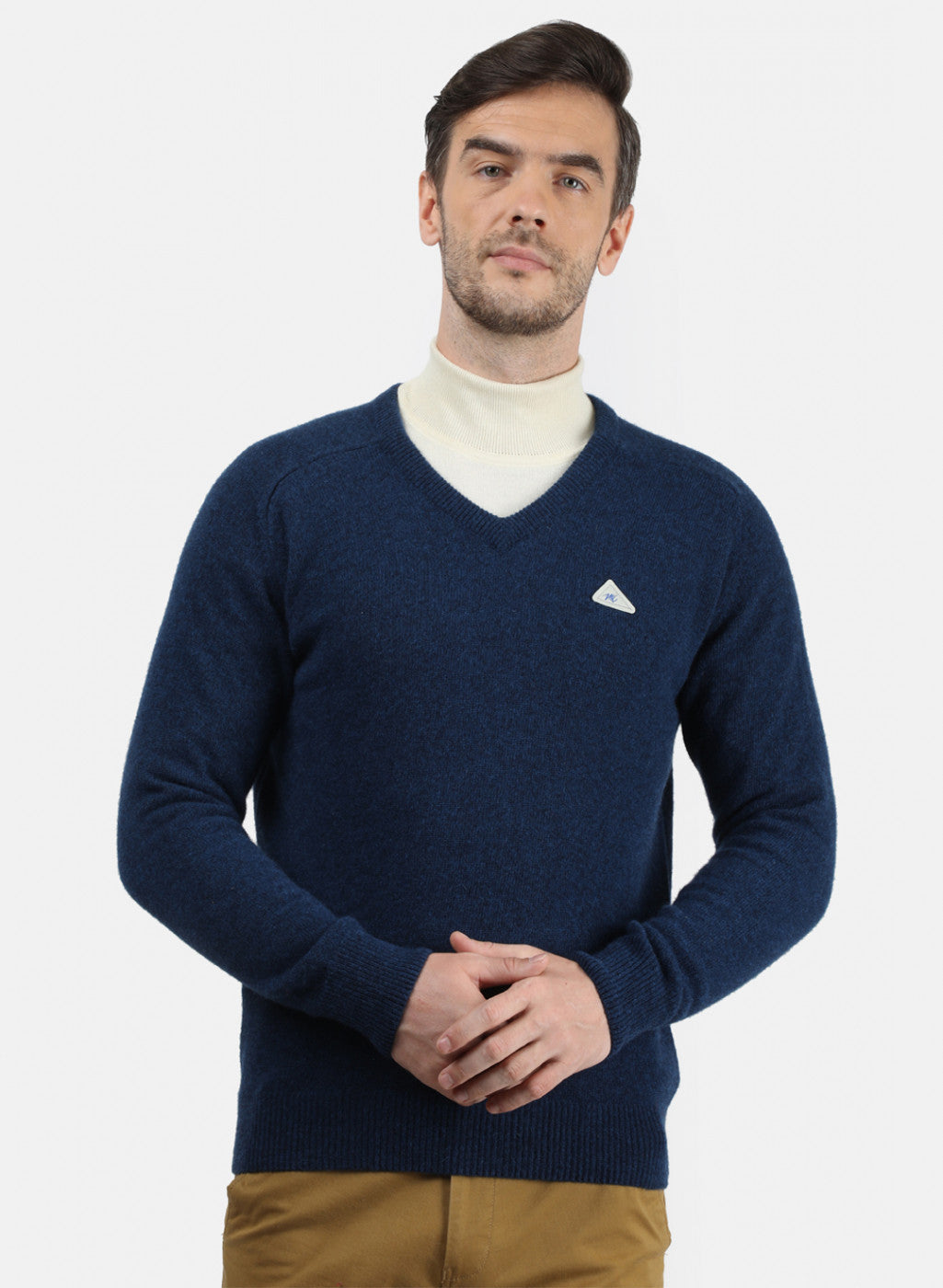 Men Blue Solid Pullover