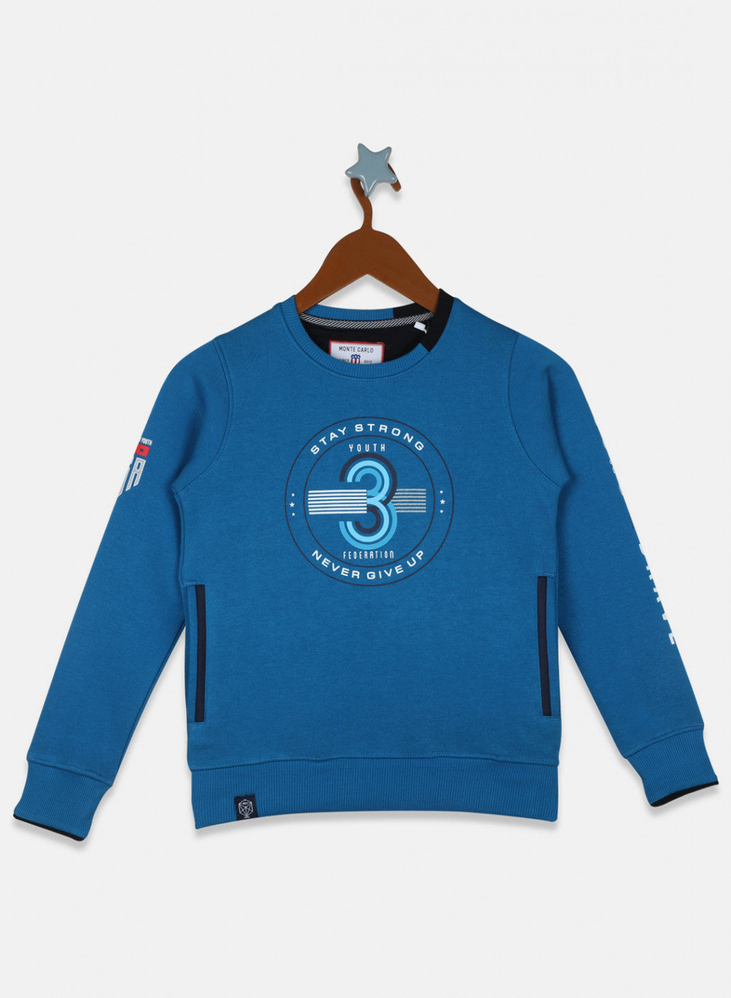 Boys Blue Printed Sweatshirt