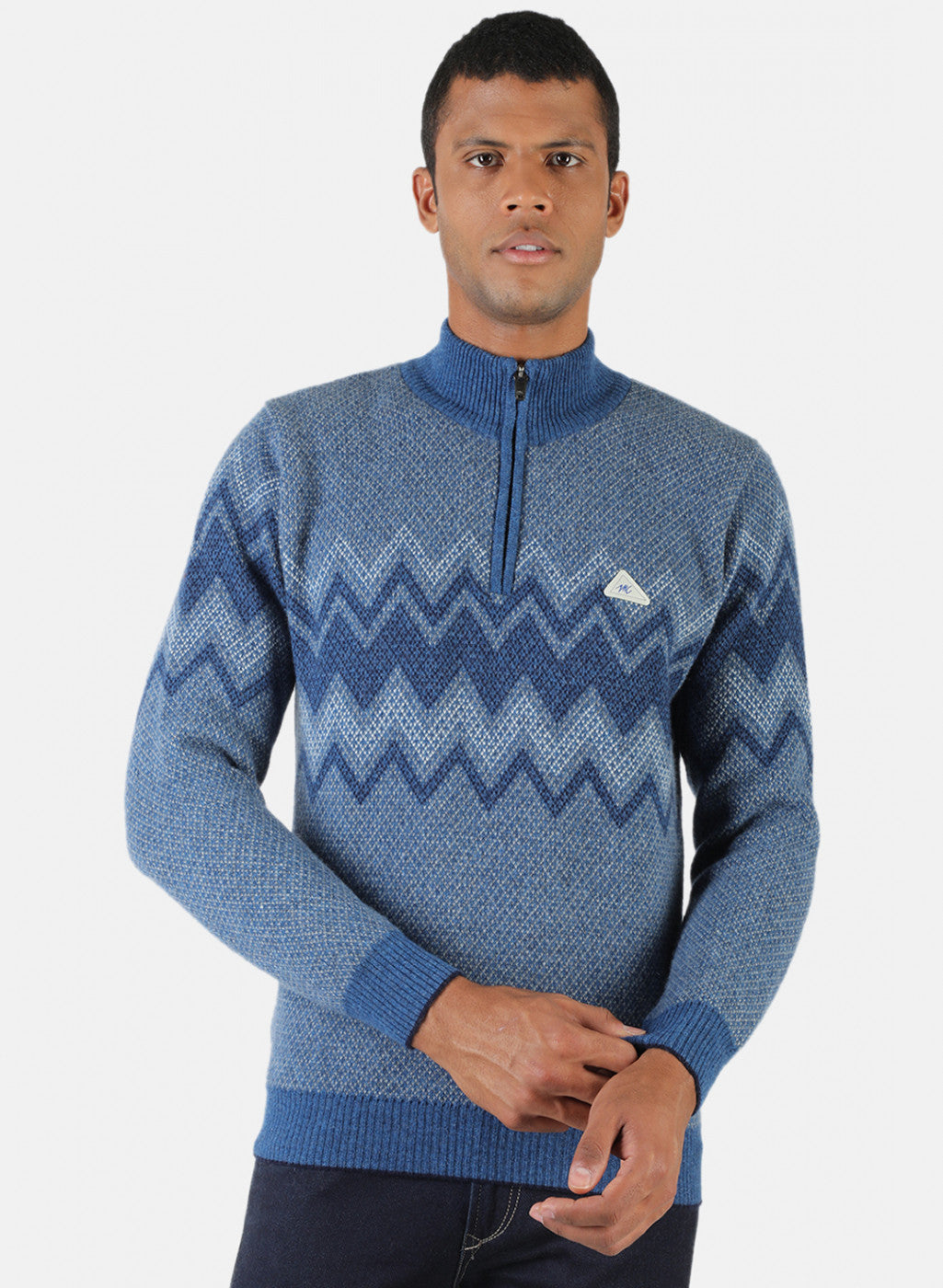 Men Blue Solid Pullover