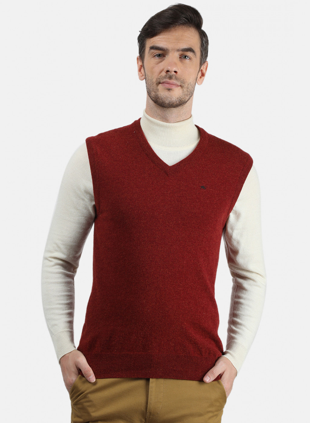 Men Maroon Solid Sweater