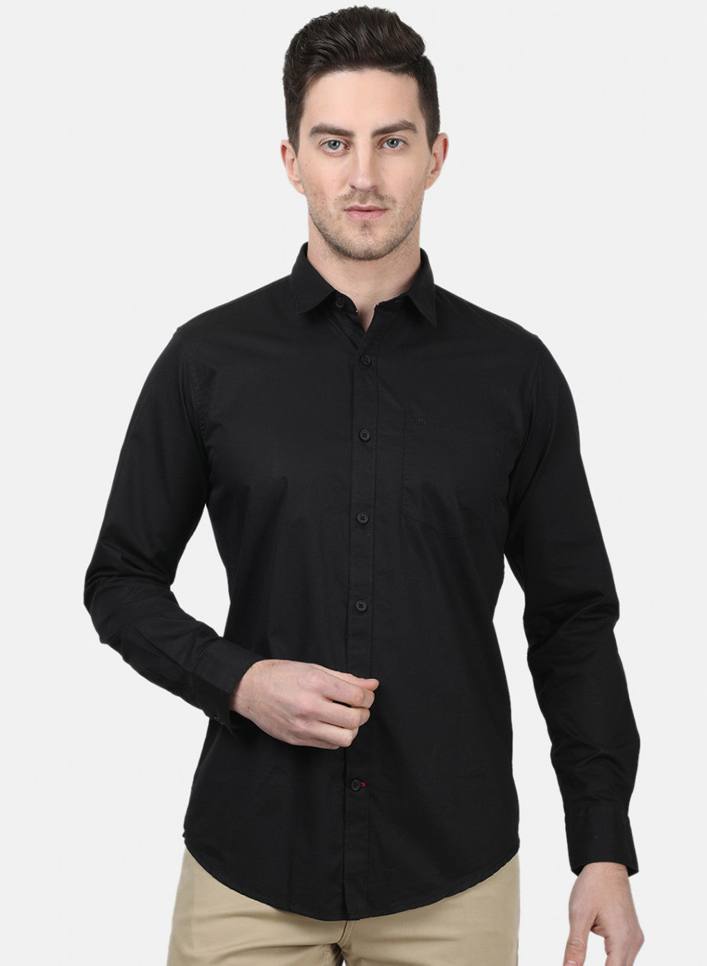 Mens Jet Black Solid Shirts