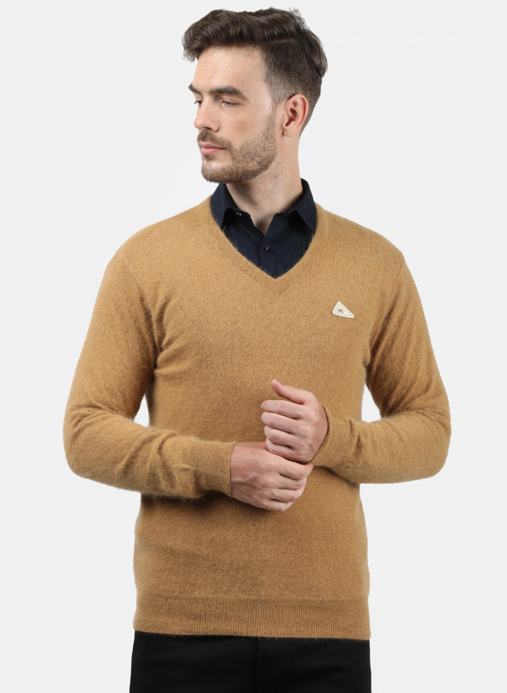 Men Brown Solid Pullover