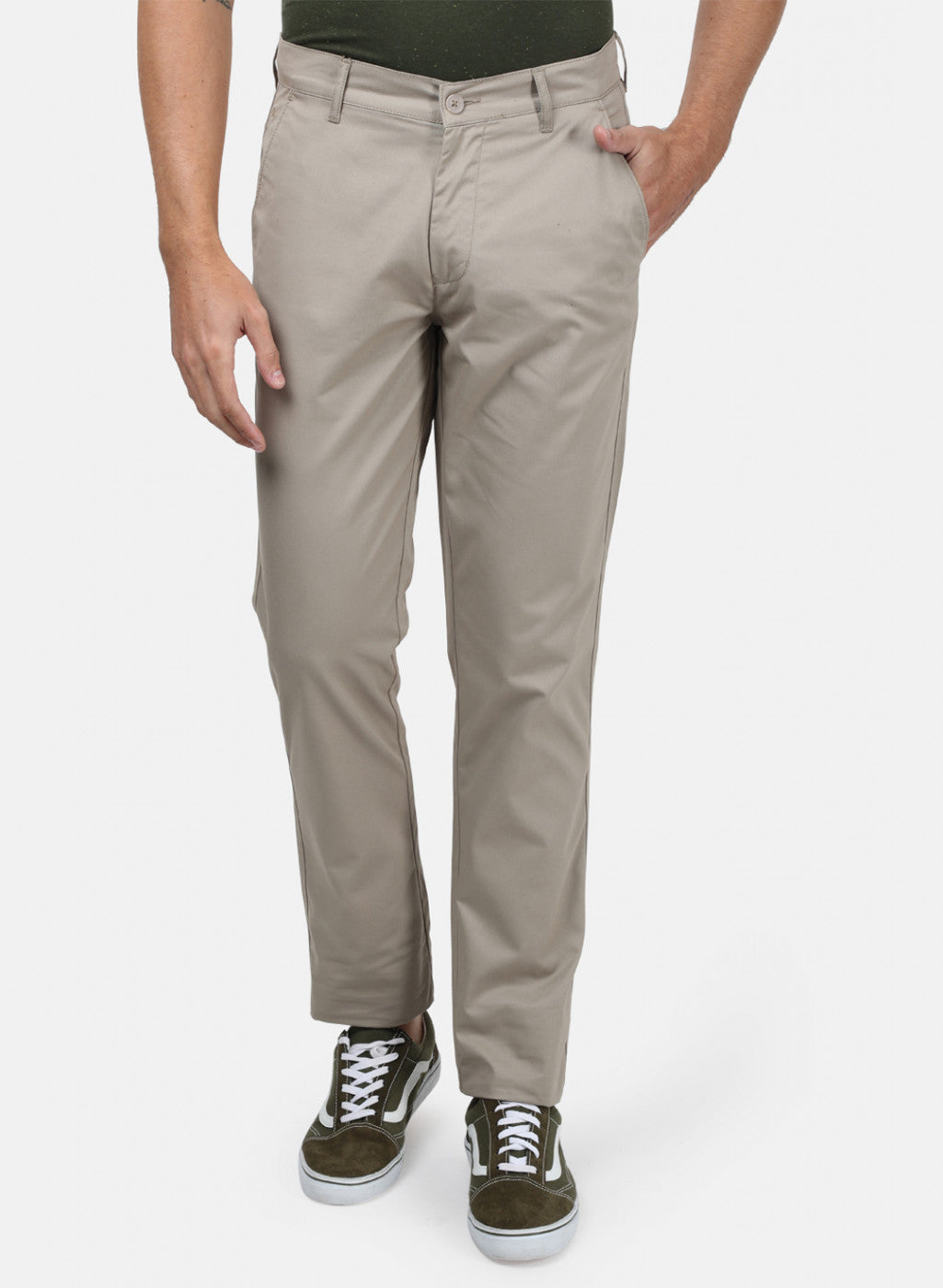 Men Grey Plain Trousers