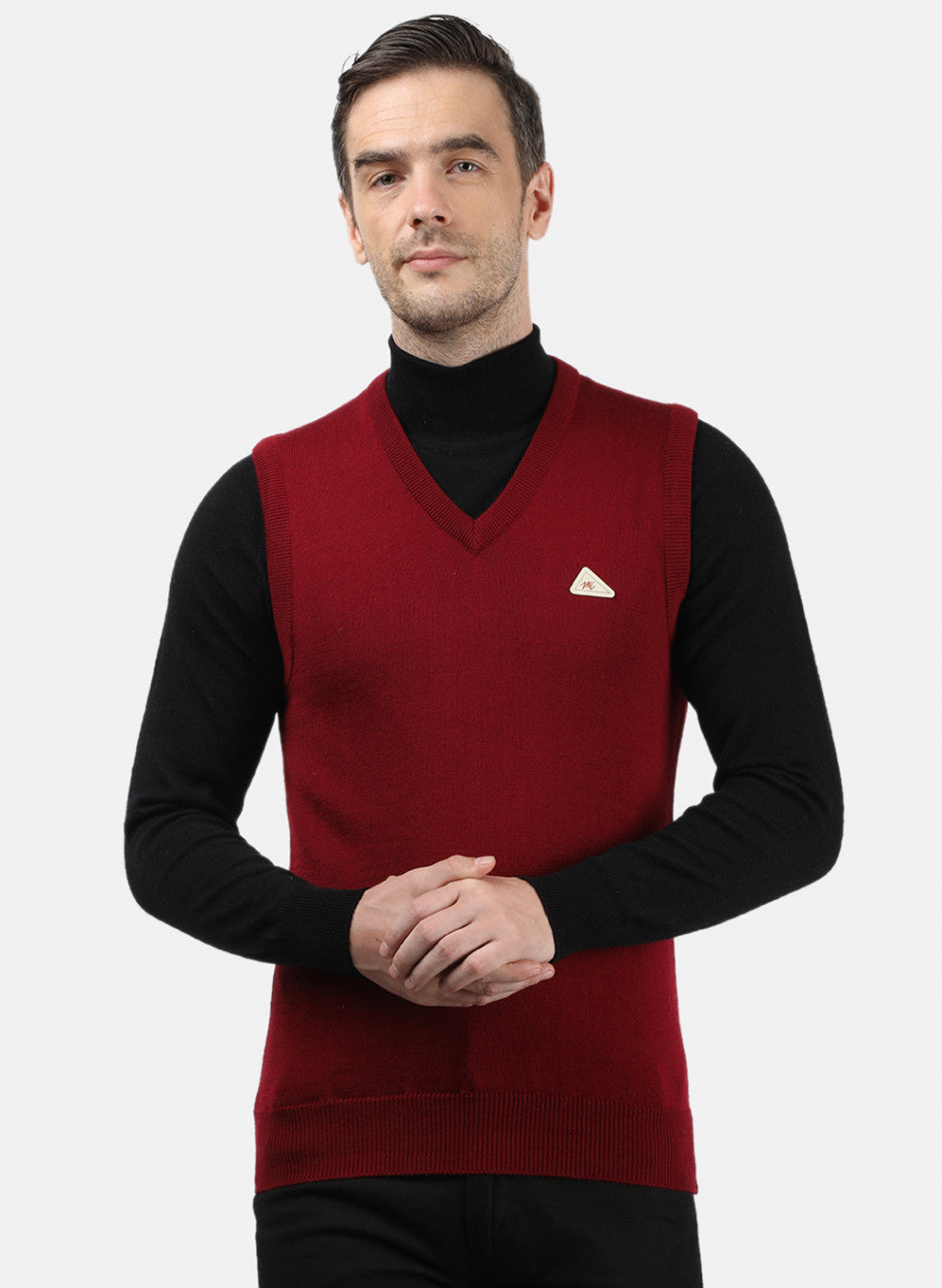 Men Maroon Solid Sweater