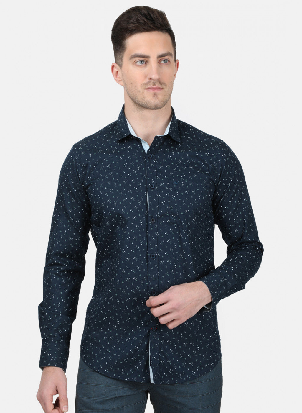 Mens NAvy Blue Printed Shirt