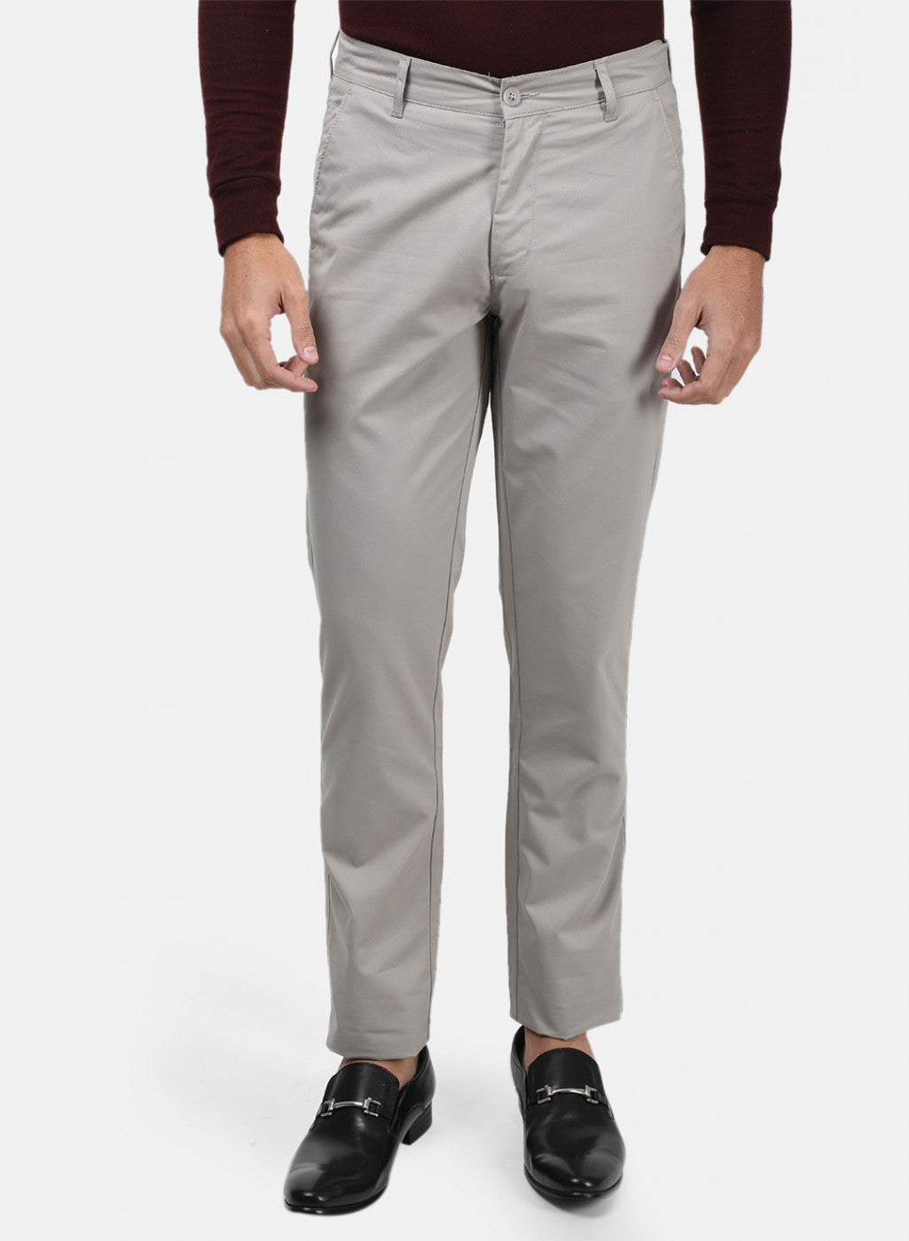 Men Grey Plain Trousers