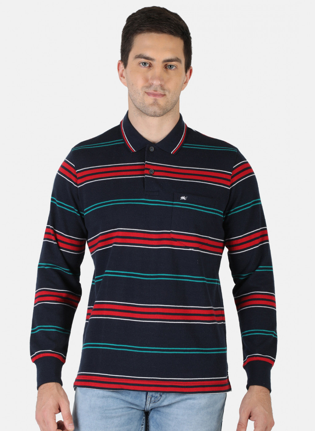 Men NAvy Blue Stripe T-Shirt