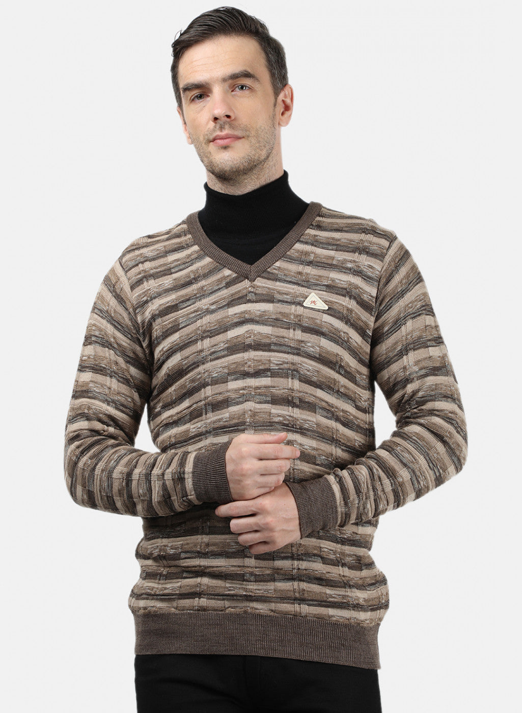 Men Brown Solid Pullover