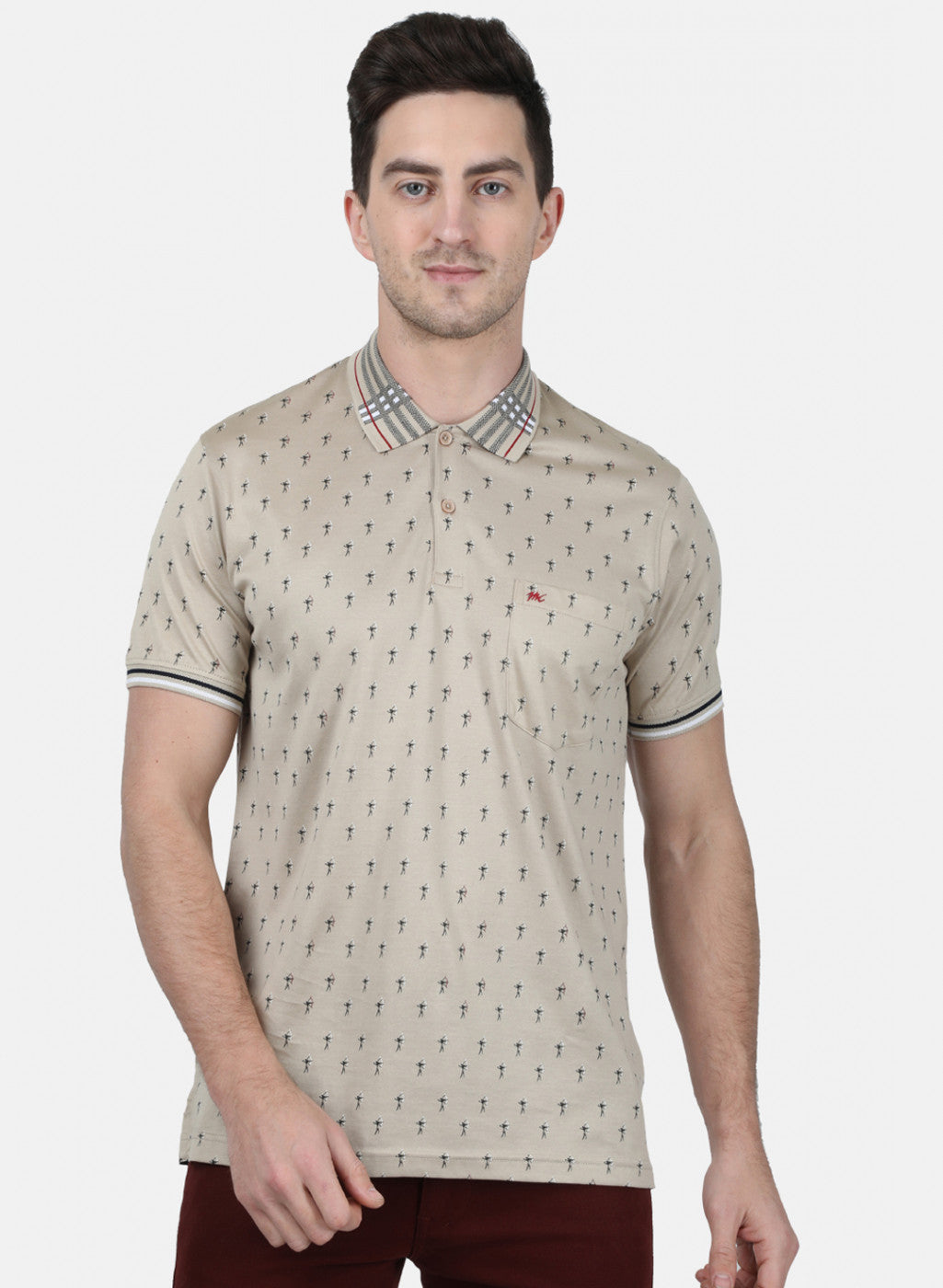 Mens Beige Printed T-Shirt